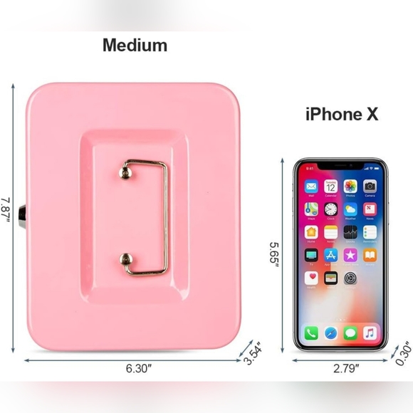 Durable Steel Pink Medium Lock Cash Box With Cash Drawer and a Set Of Lo… - Picture 5 of 9